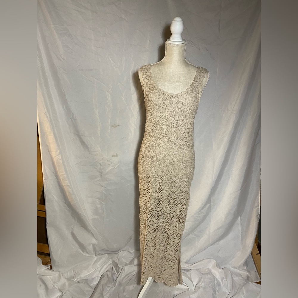 Newport News Cream Lace Maxi Dress
